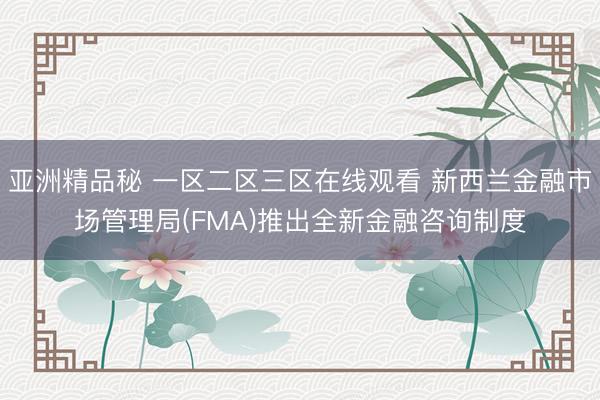 亚洲精品秘 一区二区三区在线观看 新西兰金融市场管理局(FMA)推出全新金融咨询制度