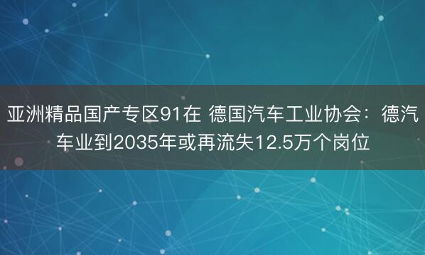 亚洲精品国产专区91在 德国汽车工业协会：德汽车业到2035年或再流失12.5万个岗位