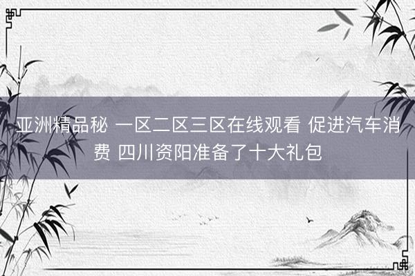 亚洲精品秘 一区二区三区在线观看 促进汽车消费 四川资阳准备了十大礼包