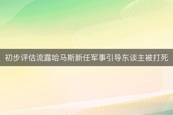 初步评估流露哈马斯新任军事引导东谈主被打死