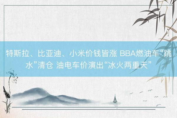 特斯拉、比亚迪、小米价钱皆涨 BBA燃油车“跳水”清仓 油电车价演出“冰火两重天”