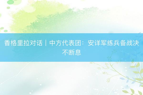 香格里拉对话｜中方代表团：安详军练兵备战决不断息