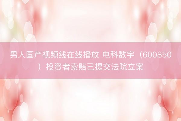 男人国产视频线在线播放 电科数字（600850）投资者索赔已提交法院立案