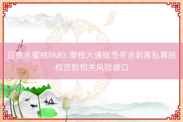 日免水蜜桃8MG 摩根大通据悉寻求剥离私募股权贷款相关风险敞口