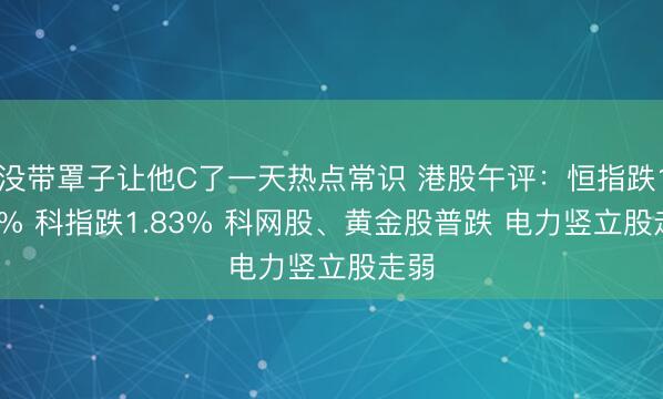 没带罩子让他C了一天热点常识 港股午评：恒指跌1.16% 科指跌1.83% 科网股、黄金股普跌 电力竖立股走弱