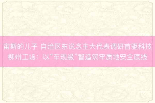 宙斯的儿子 自治区东说念主大代表调研首驱科技柳州工场：以“车规级”智造筑牢质地安全底线