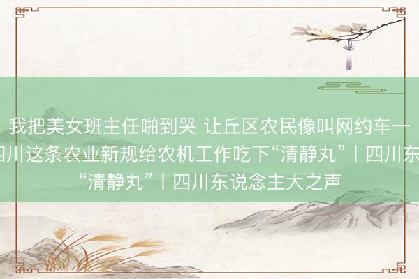 我把美女班主任啪到哭 让丘区农民像叫网约车一样“叫农机” 四川这条农业新规给农机工作吃下“清静丸”丨四川东说念主大之声