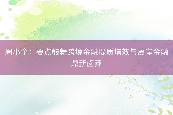 周小全：要点鼓舞跨境金融提质增效与离岸金融鼎新卤莽