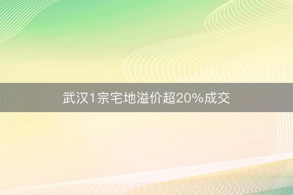 武汉1宗宅地溢价超20%成交