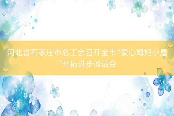 河北省石家庄市总工会召开全市“爱心姆妈小屋”开拓进步谈话会