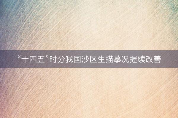 “十四五”时分我国沙区生描摹况握续改善