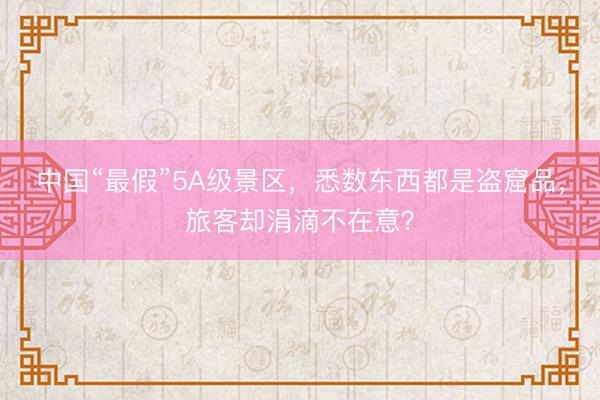 中国“最假”5A级景区，悉数东西都是盗窟品，旅客却涓滴不在意？